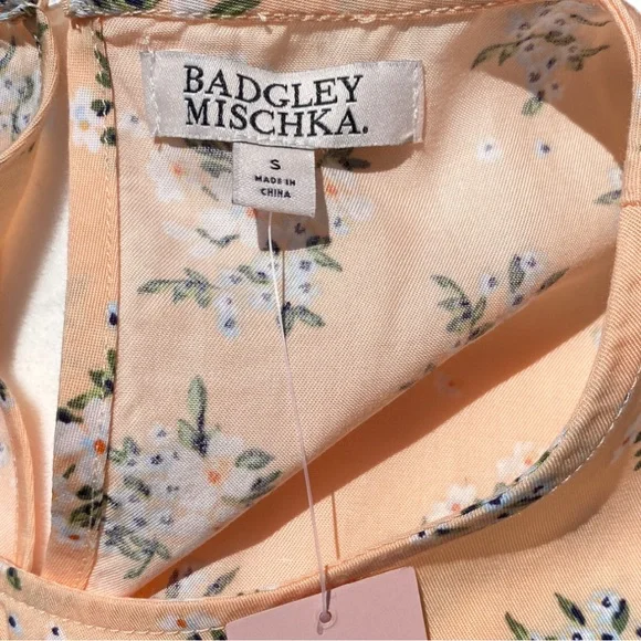 NWT BADGLEY MISCHKA STUDIO Floral Mango Peach Sleeveless Maxi Sun Dress Small - Picture 4 of 6